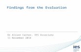 Findings from the Evaluation Dr Alison Carter, IES Associate 11 November 2014.