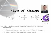 Flow of Charge Physics – 12.1.1 Charge, current, potential difference Resistance  Electrical current as the rate of flow of charge.  Recall and use of.