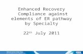 Enhanced Recovery Compliance against elements of ER pathway by Specialty 22 th July 2011