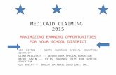 MEDICAID CLAIMING 2015 MAXIMIZING EARNING OPPORTUNITIES FOR YOUR SCHOOL DISTRICT JIM FITTON -- NORTH SUBURBAN SPECIAL EDUCATION DISTRICT DIANA McCLUSKEY