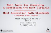 1 Next Generation Math Standards Elementary School Version West Virginia RESAs 3 and 7 Charleston and Morgantown, WV Math Tools for Unpacking & Addressing.