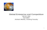 1 Global Enterprise and Competition 66.511.202 Fall 2007 Ashwin Mehta, Visiting Faculty.