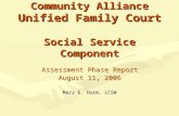 Community Alliance Unified Family Court Social Service Component Assessment Phase Report August 11, 2006 Mary E. Hurm, LCSW.