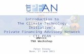 Introduction to The Climate Technology Initiative’s Private Financing Advisory Network - CTI PFAN - Peter Storey Bonn, 1 st June 2011 UNFCCC TNA Workshop.