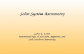 Solar System Astrometry Carlos E. Lopez Universidad Nac. de San Juan, Argentina, and Yale Southern Observatory.