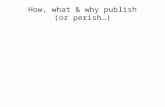 How, what & why publish (or perish…). Outline 1.How to publish? 1.What to publish? 2.The rewards of publishing…