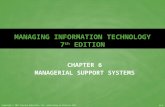 Copyright © 2011 Pearson Education, Inc. publishing as Prentice Hall 6-1 MANAGING INFORMATION TECHNOLOGY 7 th EDITION CHAPTER 6 MANAGERIAL SUPPORT SYSTEMS.
