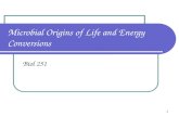 1 Microbial Origins of Life and Energy Conversions Biol 251.