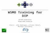 WSMO Training for DIP DIP WP 14 Workshop 18-Jan-2005, Innsbruck chairs: John Domingue, Liliana Cabral, Michael Stollberg.