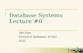 1 Database Systems Lecture #6 Yan Pan School of Software, SYSU 2011.
