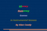 Literacy Numeracy Games in instrumental lessons by Alan Coady.