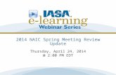 2014 NAIC Spring Meeting Review Update Thursday, April 24, 2014 @ 2:00 PM EDT.