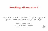 Herding dinosaurs? South African research policy and practice in the digital age CHED Seminar 11 October 2006.
