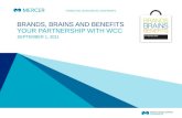 BRANDS, BRAINS AND BENEFITS YOUR PARTNERSHIP WITH WCC SEPTEMBER 1, 2011.