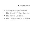 Overview Aggregating preferences The Social Welfare function The Pareto Criterion The Compensation Principle.