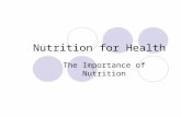Nutrition for Health The Importance of Nutrition.