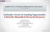 LibGuide: Grants & Funding Opportunities LibGuide: Biomedical Research Resources Claudia Lascar Reference Librarian Science – Engineering Library 212-650-6826.