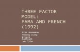 THREE FACTOR MODEL: FAMA AND FRENCH (1992) Oren Hovemann Yutong Jiang Erhard Rathsack Jon Tyler.
