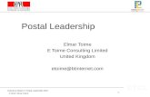 1 Executive Master in Postal Leadership 2010 © 2010 Elmar Toime 1 Postal Leadership Elmar Toime E Toime Consulting Limited United Kingdom etoime@btinternet.com.