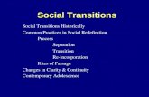 Social Transitions Social Transitions Historically Common Practices in Social Redefinition Process Separation Transition Re-incorporation Rites of Passage.