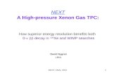 NEXT: FNAL 20121 NEXT A High-pressure Xenon Gas TPC: How superior energy resolution benefits both 0-  decay in 136 Xe and WIMP searches David Nygren.
