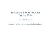 Introduction to AI Robotics Spring 2014 Robotics Overview (selected slides from an older Robotics book)