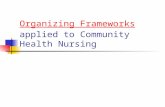 Organizing FrameworksOrganizing Frameworks applied to Community Health Nursing.