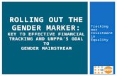 Tracking our Investment in Equality ROLLING OUT THE GENDER MARKER: KEY TO EFFECTIVE FINANCIAL TRACKING AND UNFPA’S GOAL TO GENDER MAINSTREAM.