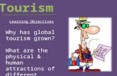 Why has global tourism grown? What are the physical & human attractions of different destinations? Learning Objectives