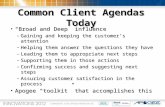 Common Client Agendas Today “Broad and Deep” influence “Broad and Deep” influence – Gaining and keeping the customer’s attention – Helping them answer.