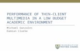 PERFORMANCE OF THIN-CLIENT MULTIMEDIA IN A LOW BUDGET ACADEMIC ENVIRONMENT Michael Gonzales Damian Clarke.