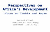 Perspectives on Africa’s Development Perspectives on Africa’s Development. :focus on Zambia and Japan Katsumi HIRANO Institute of Developing Economies.