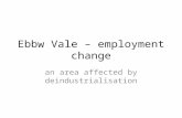 Ebbw Vale – employment change an area affected by deindustrialisation.