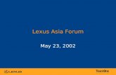 Lexus Asia Forum May 23, 2002 1. In a word: EXCELLENT Milestones: #1 Luxury Nameplate in U.S. two years in a row Lexus vs. the competition State of Lexus