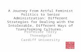 A Journey From Artful Feminist Politics to Senior Administration: Different Strategies for Dealing with the Intolerable, Different Ways of Transforming.