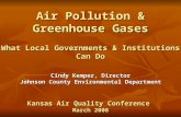 Air Pollution & Greenhouse Gases What Local Governments & Institutions Can Do Cindy Kemper, Director Johnson County Environmental Department Kansas Air.
