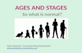 AGES AND STAGES So what is normal? Sara Hitchens, Counsellor/Psychotherapist  .