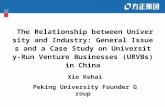 The Relationship between University and Industry: General Issues and a Case Study on University-Run Venture Businesses (URVBs) in China Xie Kehai Peking.