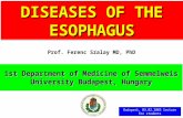 DISEASES OF THE ESOPHAGUS Prof. Ferenc Szalay MD, PhD Budapest, 03.02.2003 lecture for students 1st Department of Medicine of Semmelweis University Budapest,