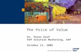 The Price of Value Dr. Peter Graf EVP Solution Marketing, SAP October 11, 2005.
