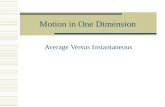 Motion in One Dimension Average Versus Instantaneous.