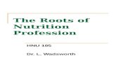 The Roots of Nutrition Profession HNU 185 Dr. L. Wadsworth.