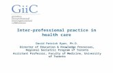 Inter-professional practice in health care David Patrick Ryan, Ph.D. Director of Education & Knowledge Processes, Regional Geriatric Program of Toronto.