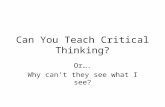 Can You Teach Critical Thinking? Or…. Why can’t they see what I see?