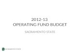 2012-13 OPERATING FUND BUDGET SACRAMENTO STATE. State of California 2012-13 Budget Governor’s Approved Budget Budget Gap $15.7 billion Reserve$0.9 billion.