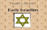 Chapter 3, Section 2 Early Israelites The Israelites (location) were also known as the Hebrews (culture/ethnicity), and are known today as Jews (religion).
