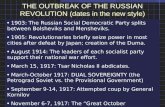 THE OUTBREAK OF THE RUSSIAN REVOLUTION (dates in the new style) 1903: The Russian Social Democratic Party splits between Bolsheviks and Mensheviks. 1905: