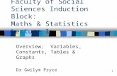 1 Faculty of Social Sciences Induction Block: Maths & Statistics Lecture 1 Overview; Variables, Constants, Tables & Graphs Dr Gwilym Pryce.