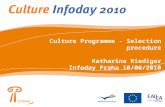 Culture Programme - Selection procedure Katharina Riediger Infoday Praha 10/06/2010.