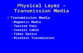 Physical Layer - Transmission Media Transmission Media –Magnetic Media –Twisted Pair –Coaxial Cable –Fiber Optics –Wireless Transmission.